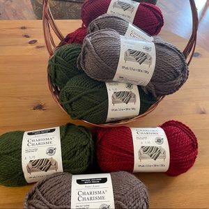Loops & Threads, Charisma Yarn.  3 Each of Red, Forest & Pecan.